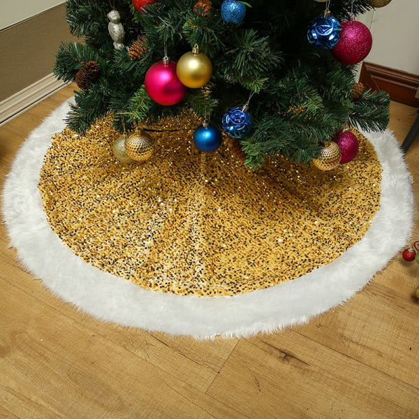Julgranskjol 120cm, julgranskjol med guldpaljetter, plus