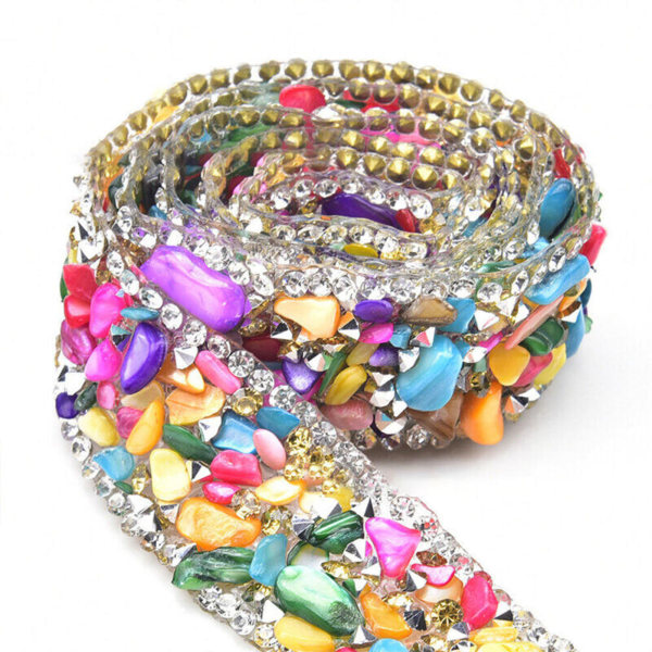 2 cm breda fargeglada kristaller glänsande band med strass personlig klänning dekorativt band for gjør-det-själv-väskor Färgat Grus 1M