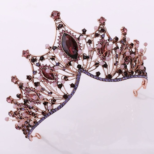 Barokk brudekroner og tiaraer Vintage Crystal Princess Queen Crown Barokk rhinestone pannebånd For brud Kvinner Bryllup Prom Pageant