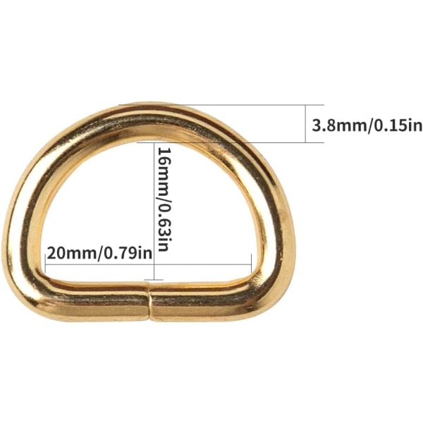 30 st D-ringsspännen, osvetsade guldmetallspännen Ringsömnad A