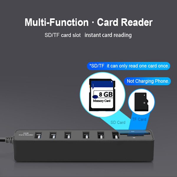 USB-hubb Combo Höghastighets Splitter 6 Ports USB