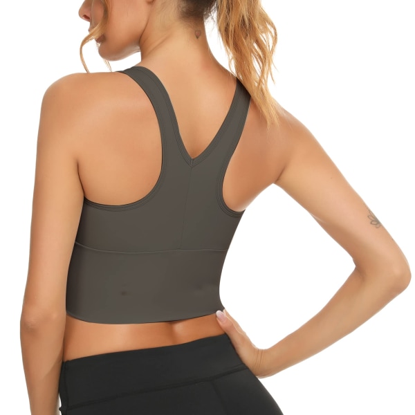 Lady's Yoga BH Crop Top Ruched Front Racerback kvinner S