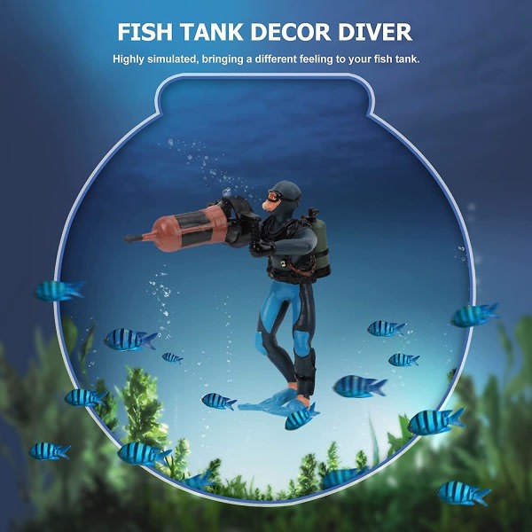 Wabjtam Fish Tank Diver dekorationer med flytende anordning Diver Action Figur for akvarium landskabsdekoration akvarium dekoration
