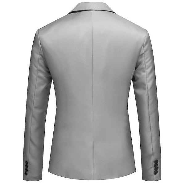 Män Jackor Kostym Blazer Coat Party Business Arbete En knapp formella Lapel Kostymer Grey 2XL