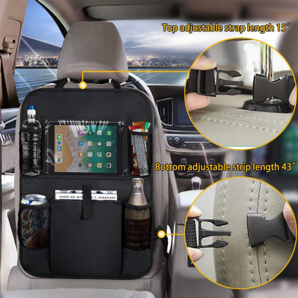 Bilbaksäten Multi-Pocket Justerbar rem Organizer Bilstolar Ryggförvaringsväska för bilar Nettficka