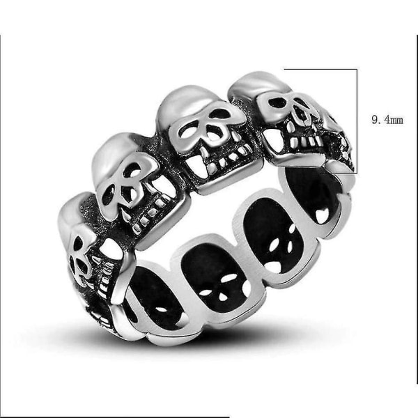 Retro Goth Skull Mask Ring i titan för vardagsfest, Wlg, stål, storlek 8