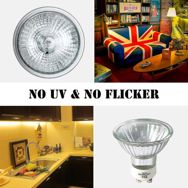 8-pakning GU10 Halogenpærer 35W, 220V GU10 Halogenspotlight 2800K Varmhvit