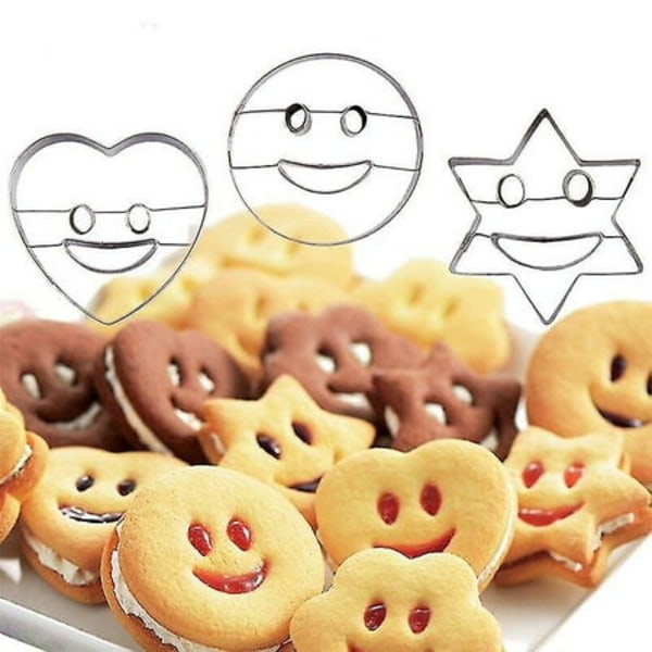 4 kpl Smile Cookie Cutter Flower Heart Stainless Steel Biscuit Mo