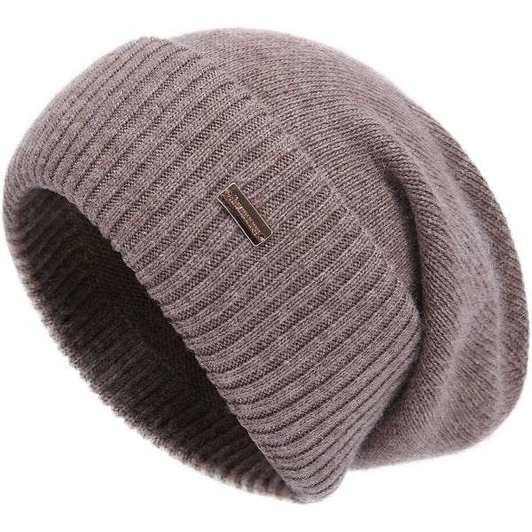 Cashmere Slouchy Beanies för kvinnor Vinter Lättvikts Flickor Ull Stickad Mössa Mudd Mjuk Varm Slouch Beanie Cap