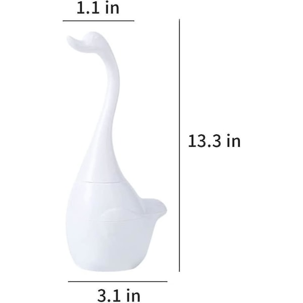 Søt svanetoalettbørste, toalettbørste og holder i plast, morsomt rengjøringsverktøy for baderom (farge: svart)