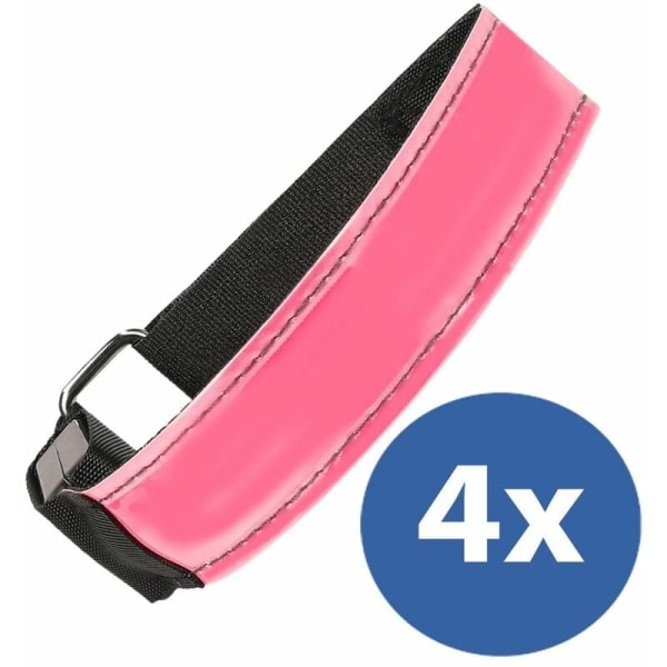 4x LED-armband reflektor blinkers reflektorremslampa ljusremsa joggingcykel rosa