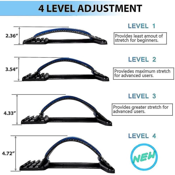 Selkärankaa venyttävä hierontalaite, 4-tasoinen säädettävä selän venytys