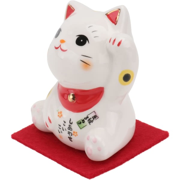 Kinesisk Viftande Arm Fortune Cat Söt Maneki Neko Lucky Cats Feng Shui Lycka till Kattfigurer Rikedom Hälsa Välkommen Hem Bil Djurprydnad