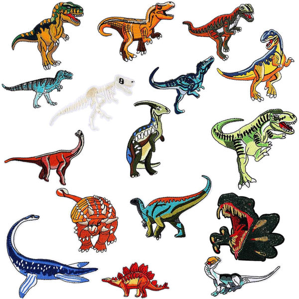 Strygemærker, 16 dele dinosaur applikationer, påsyede applikationer
