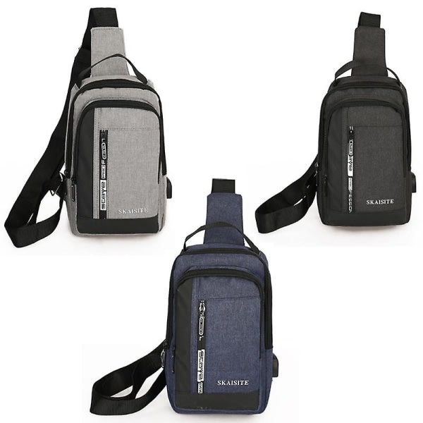 Skaisite Men Outdoor Crossbody-väska Sport Fritid Bröstväska med stor kapasitet2-svart