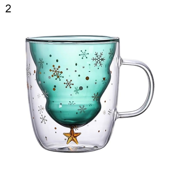 50 ml glaskopp dubbellager julträdform högt borosilikatglas Värmebeständig kaffemugg köksredskap 2