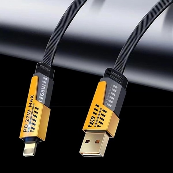 Mecha 4-i-1 snabbladdningsdatakabel PD65W multifunktionell snabbladdningskabel för bil, nylonflätad, Huawei-kompatibel