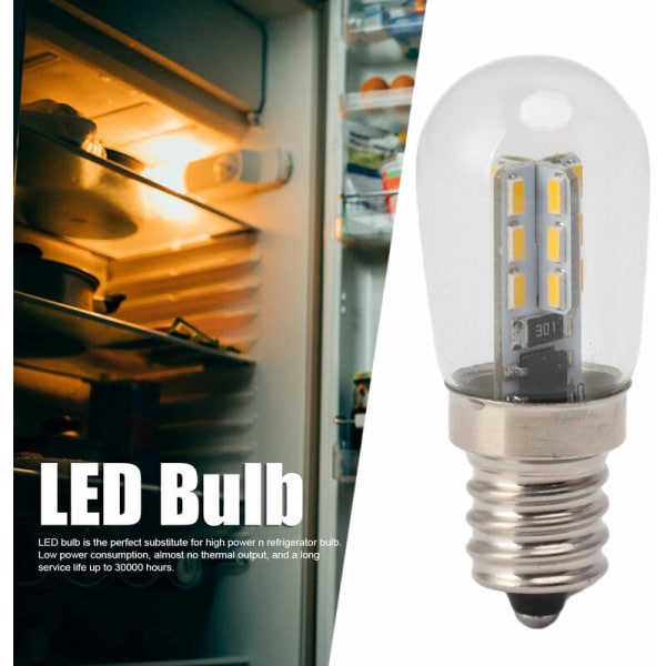 5. E12 LED-lampe med høj lysstyrke 120V køleskab med 24. lampe for varmt lys