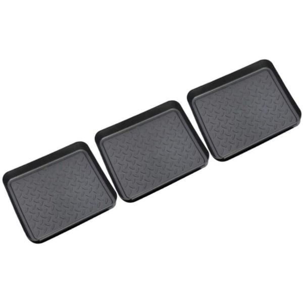 Set med 3 skoställ, skodroppbricka i plast, liten skomatta, droppmatta, hylla, skobricka, droppbricka, 35x27x3 cm