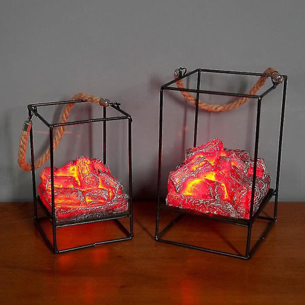 Xmas Rat Imitation Charcoal Flame Lamp Led Charcoal red style b