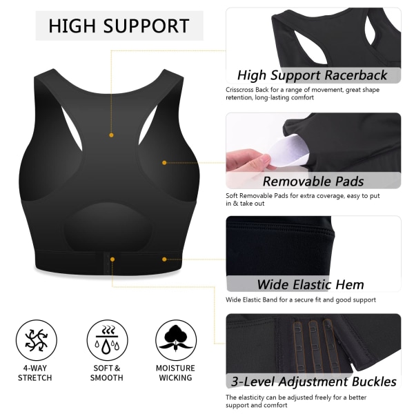 Kvinder Sports BH'er Tekstureret Middle Impact Support Yoga Crop Tops Gym Workout skjorter