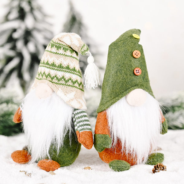 Jultomtens plyschdocka Ansiktslösa docka-festtillbehör med huva for dockahemstomtens heminredning