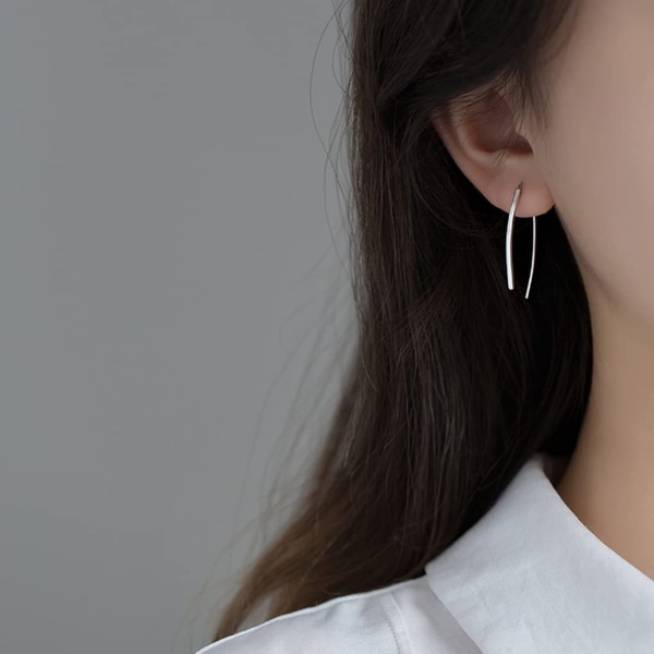 925 Sterling Silver Drop-örhängen för kvinnor, flickor, trådgängare örhängen  med öppen båge, örhängen, enkel linje örhängen 7a0c | Fyndiq