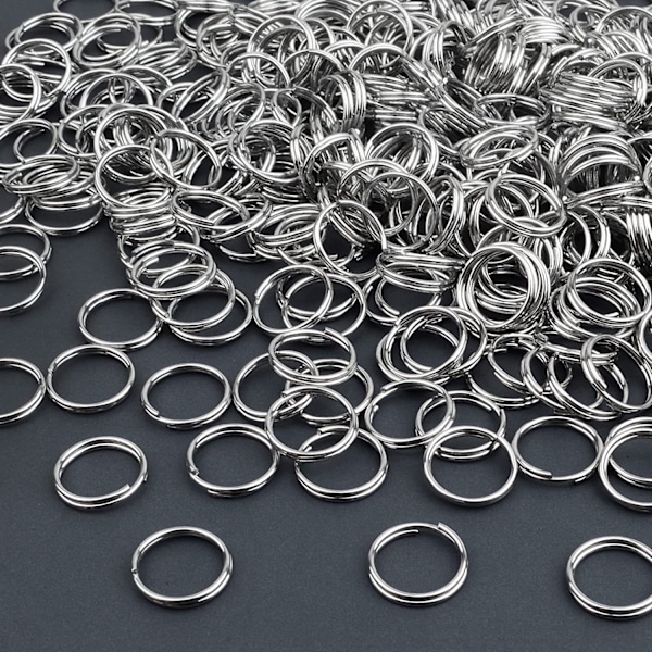 100-pack nyckelringshållare 10 mm mini split-ring med dubbla spännen