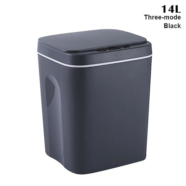 Smart Induktionsstyrd Touch-Soppa Självförslutande Självföränderlig Papperskorg Automatisk Öppning av Lock Three-mode Black 14L