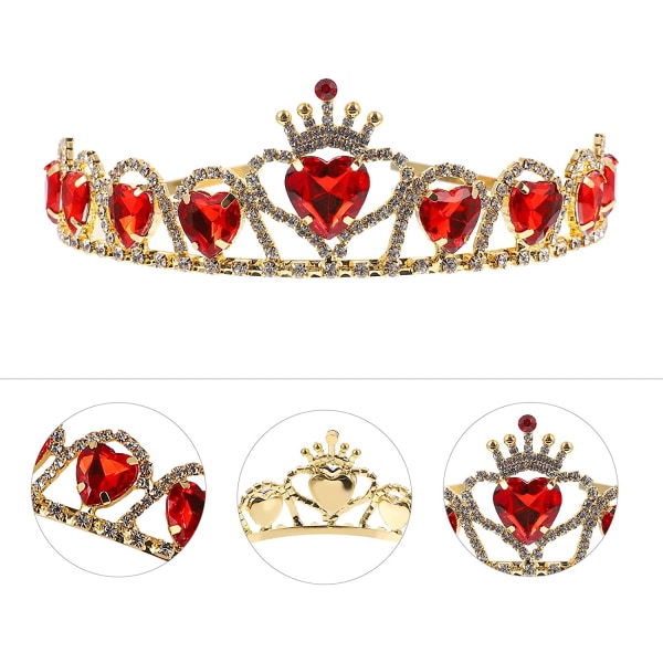 Rød Hjerte Tiara Descendants Hjertekrone Hår Smykker Bryllup Krone for Brud