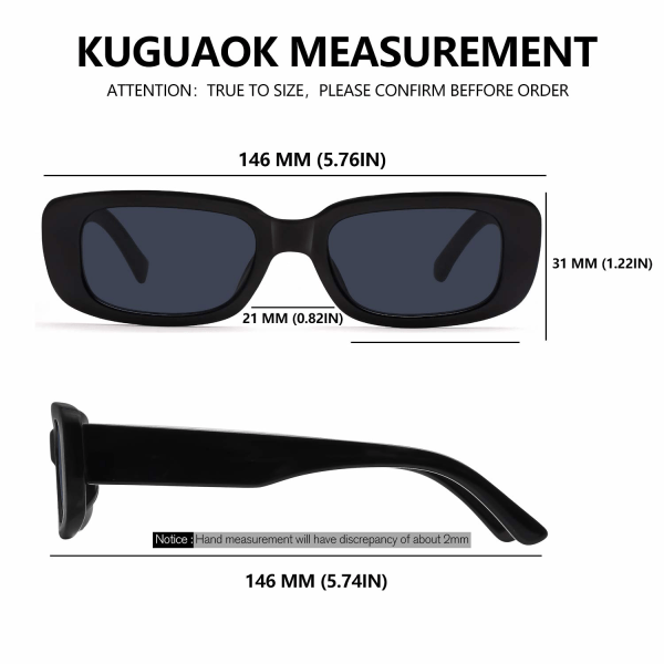 Retro rektangulære solbriller til kvinder og mænd Vintage små firkantede solbriller UV-beskyttelsesglas
