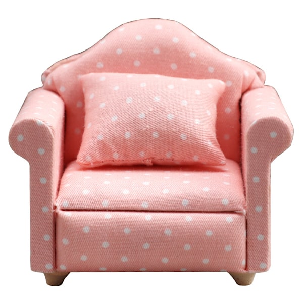 Maalaismainen tyyli nojatuoli mini sohva nukkekoti miniatyyri sohva ja sarja puu simulointi huonekalut tyttöjen suosikki lahja Pink polka dots