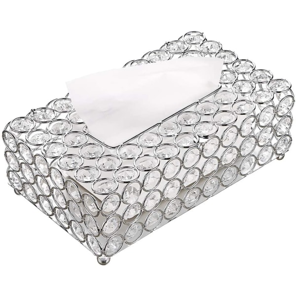 Krystal kosmetikæske Tissue æske Kosmetiske æsker Sølv rektangulær dekoration til stue spisestue kontor