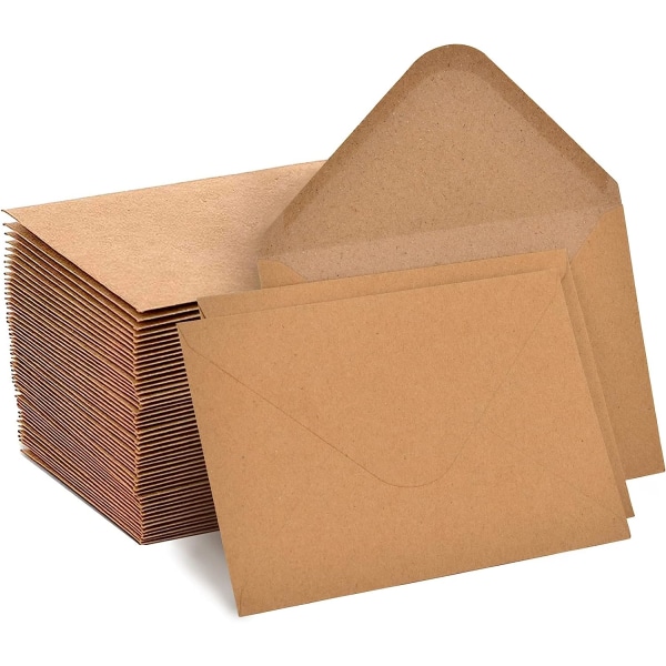 Kraft papir konvolutter 100 stk konvolutter for gratulasjonskort invitasjon