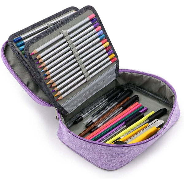 Stort blyanthus Brevpapirpose Taske til skole/højskole/Uni-ærmet aftageligt til fleksibel brug (lilla)