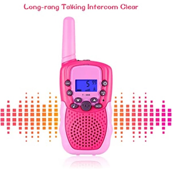 1 par trådløse walkie talkies til børn (tofarvet pink rose)