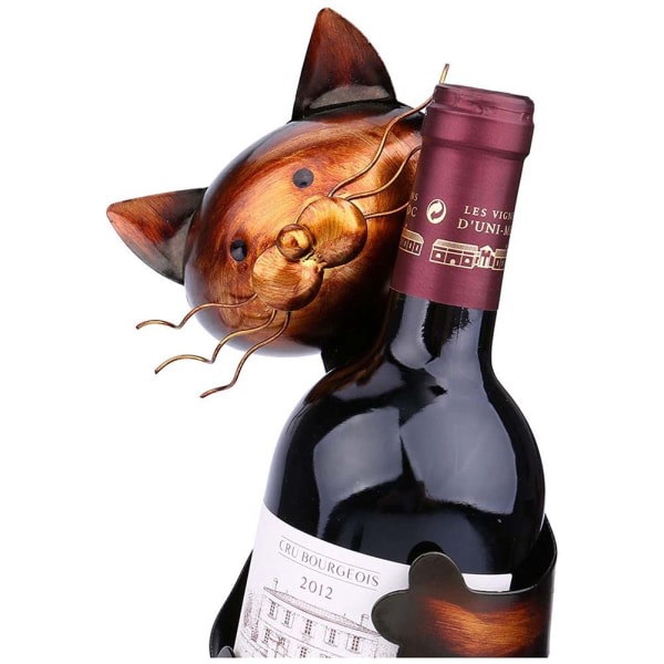 Sød katt metall vinställ Universal vinflaska display stativ Retro vinskåp dekoration brons