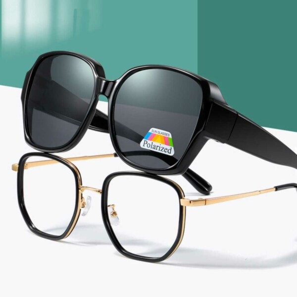 (c) Solbriller Over Briller Suncovers Polariserede Sort black