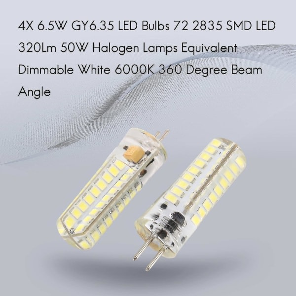2x 6.5w Gy6.35 LED lamppuja 72 2835 Smd Led 320lm 50w Halon L