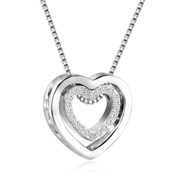 Dame halskæde hjerte vedhæng sølv Zirconia jeg elsker dig smykker gave