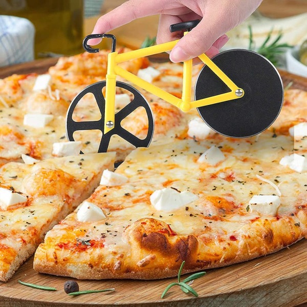 Pizzaleikkuri polkupyörä, ruostumattomasta teräksestä valmistettu  pizzarulla, tarttumaton pizzaleikkuri jalustalla, sopii pizzajuhliin jne.,  mielenkiintoisia lahjoja 5534 | Fyndiq