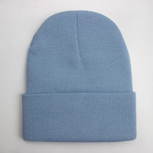 Unisex Solid Beanie - Höst & Vinter - Ullblandning - Mjuk & Varm - Stickad Mössa - Herr & Dam - Skullcap - Gorro - Skidmössa - 24 Färger Sky Blue