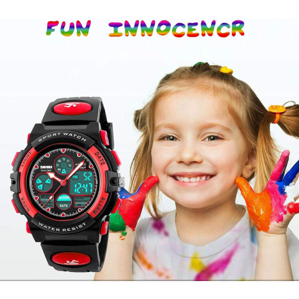 Digital Sportklocka för Barn, Pojkar Flickor Vattentät Sport Utomhusklockor Barn Casual Elektroniska Analog Quartz Armbandsur med