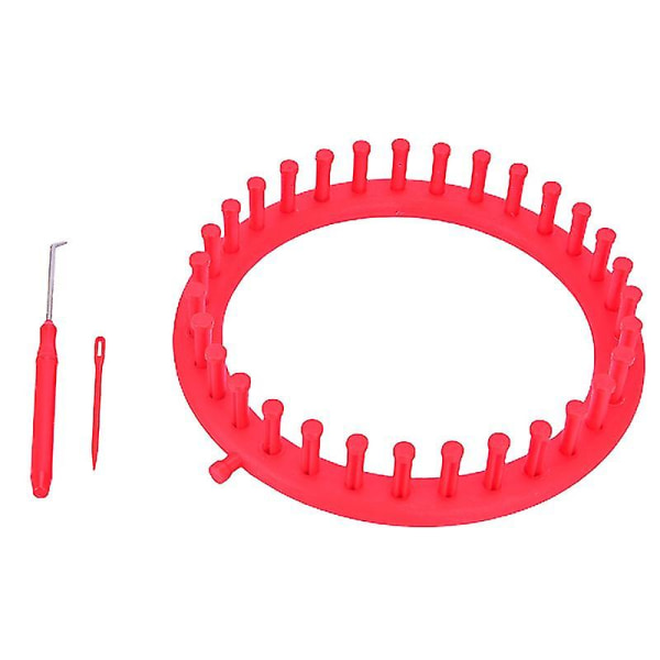 Rund strikkervev i 4 størrelser Gjør-det-selv-verktøysett Plast rund sirkel kreativ lue genser (størrelse, farge: 19 cm-rød)