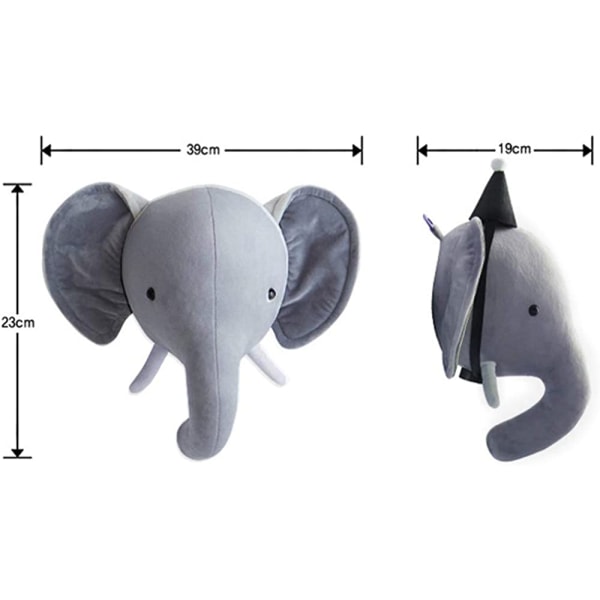 Seinän koriste, eläinpään seinävaate vauvan lastenhuoneen sisustukseen Elefantti/Peurapää/Kani Täytetyt lelut Lahjat lasten makuuhuoneeseen tai leikkihuoneeseen