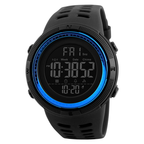 Digital watch för män LED elektronisk watch med alarm Stoppur Countdown kalender datumvisning