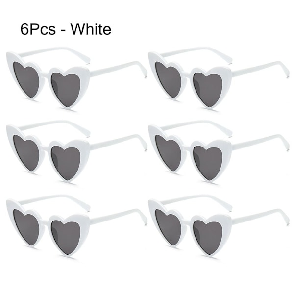 6 Sydänlasit Rakkaus Sydän Aurinkolasit 6 kpl - Valkoinen 6Pcs - White 6Pcs - White