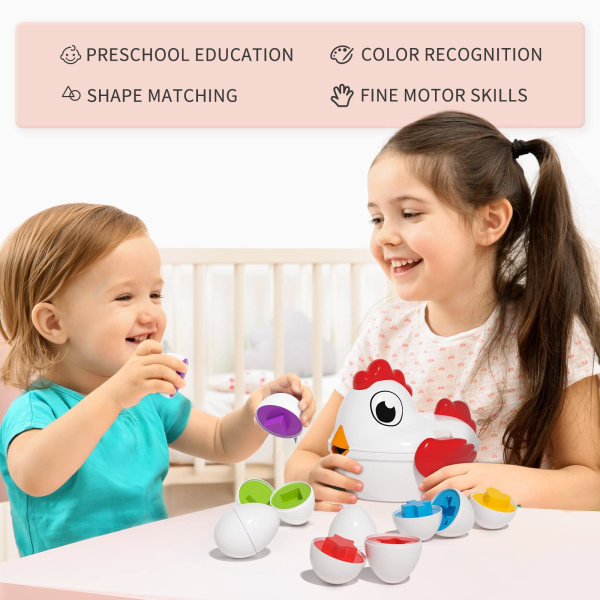 Påskeægslegetøj til småbørn - Farvematchende form Sor