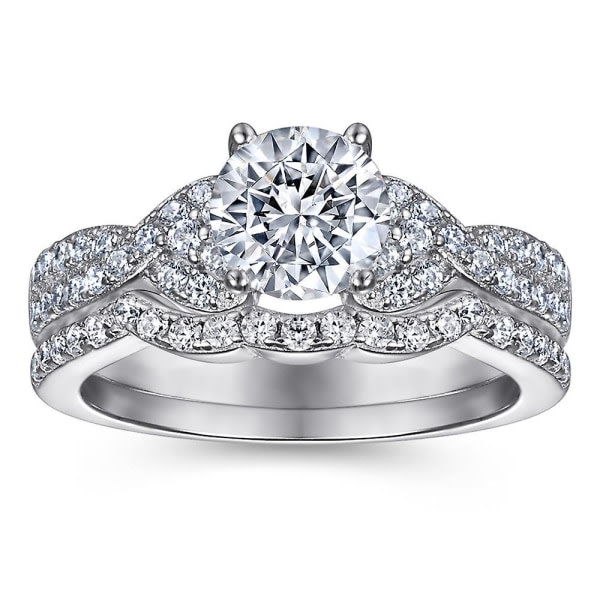 Förlovningsring Sterling Silver Cubic Zirkonia Bröllop | Utmärkt snitt, klarhet och utsökt polish 5