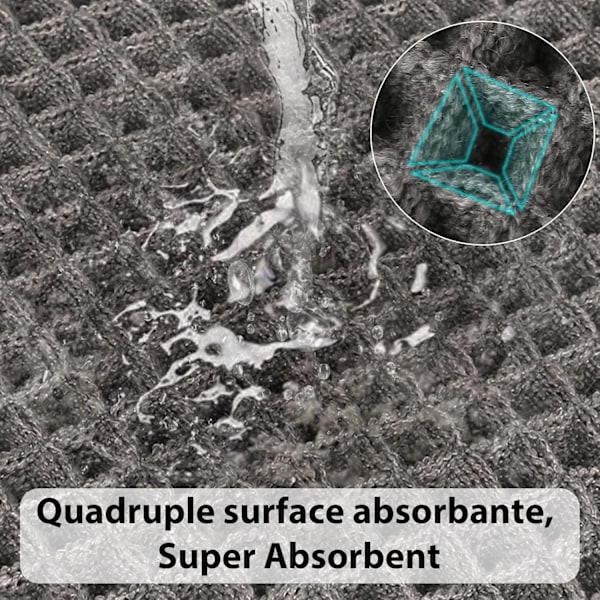 Antislip badematte: Ultratøff waffle-baderomsmatte med frynser, superabsorberende og maskinvaskbar, for bad, dusj (mørk grå, 46 x 77 cm)